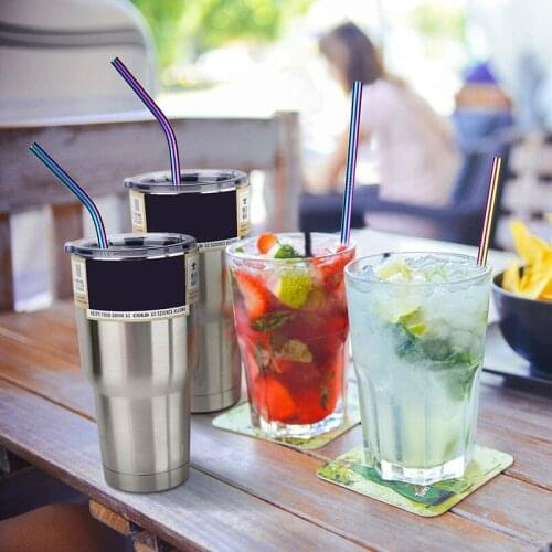 Rainbow Color Reusable Metal Straws Set 304 Stainless Steel Drinking Straws With Brushes Milk Drinkware Bar Party Accessory