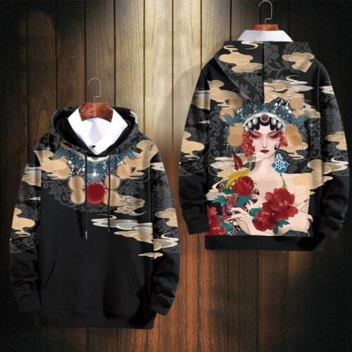 Fashion Harajuku Hoodie Sweatshirt Mens Casual Hip Hop Opera Print Hoodie Streetwear MenS Clothing 2020 Top Coat Male FF2958