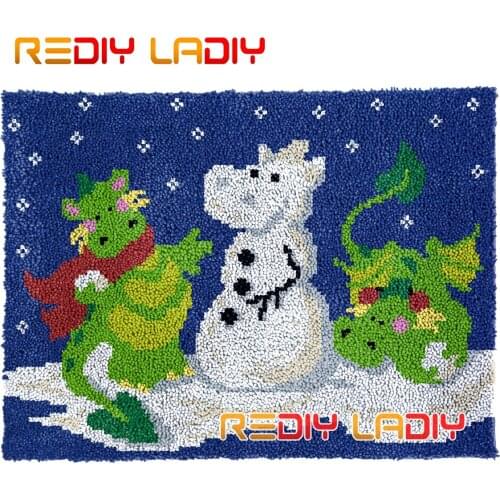 Latch Hook Rug Kits Cartoon Dragons DIY Carpet Rug Plush Wall Hanging Chunky Yarn Arts Cushion Crocheted Floor Mat Hobby & Craft