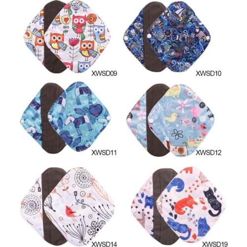 1Pcs 20 x 18cm Women Reusable Menstrual Pads Charcoal Bamboo Cloth Sanitary Pad Washable Sanitary Napkins Towel Panty Mama Pads