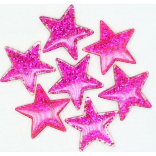 10PCS 36mm Rose Color Resin Shining Stars Cabochons|Resin Star Scrapbooking Embellishments|Hair Bow Center Accessories