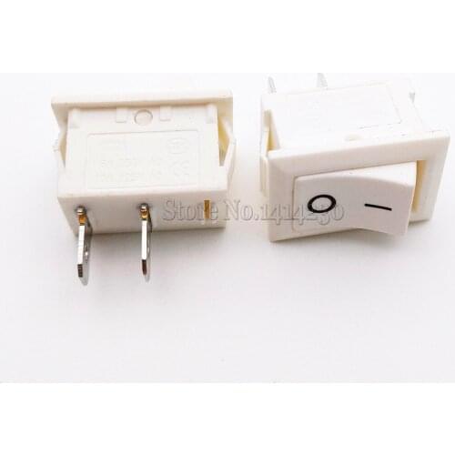 10Pcs White Push Button Switch 6A 250V KCD11 2Pin Snap-in On/Off Rocker Switch 15MM*21MM WHITE