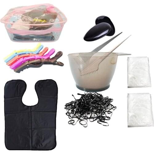 15Pcs Hair Tinting Coloring Kits Styling Tools Mixing Bowl Cape Hair Clips Set