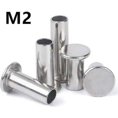 200PCS M2x3/4/5/6/8/10mm GB875 304 Stainless Steel Thin Head Semi-Tubular Rivets