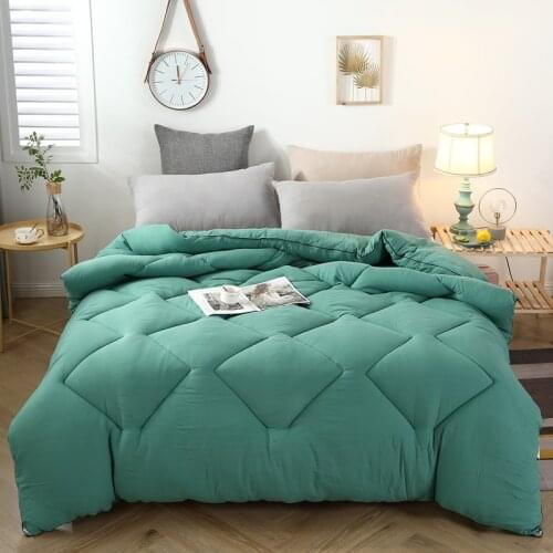2021 Yellow Winter Comforter Solid Dark Green Thicken Quilt Duvet With Filling For Spring Autumn Summer Home Textile 200*230cm