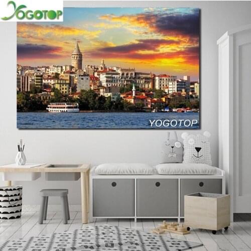 5d diy Diamond Painting full diamond Embroidery cross stitch kits mosaic Art City Buildings Turkey Istanbul Seascape YY2636