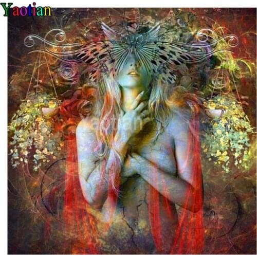Full Square/Round Drill 5D DIY Diamond Painting Sexy woman in fantasy butterfly mask 3D Embroidery Cross Stitch 5D Home Decor