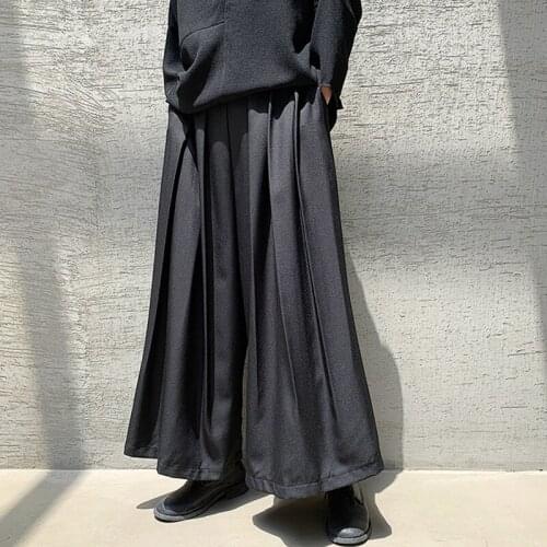 Mens pants spring and autumn nine minutes loose pants culottes wide-leg pants mens casual pants large size youth trend