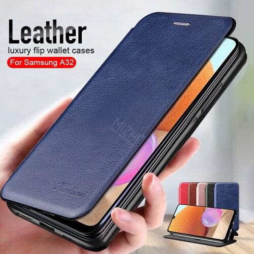 A 32 case leather flip phone cover cases for samsung galaxy a32 4g a 32 32a samsun sm-a325f stand magnetic book coque capa
