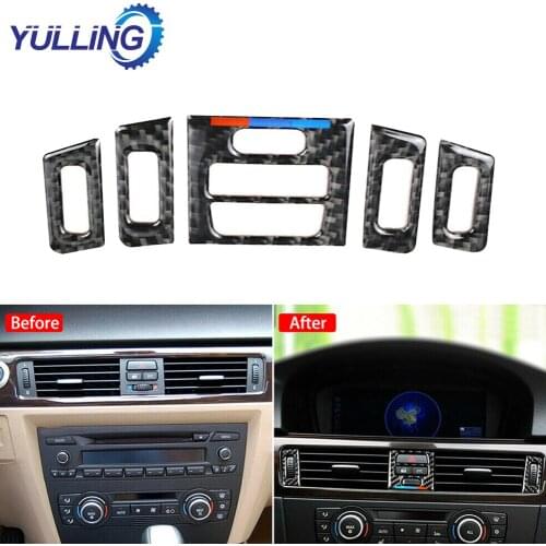 For BMW E90 E92 E93 Carbon Fiber Car Air Vent Outlet Interior Trim Switch Button Trim Covers Car Styling Accessories