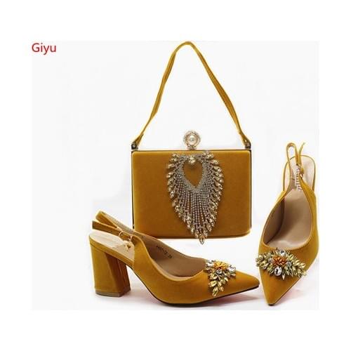 Doershow beautiful Shoes and Bag Set African Wedding Shoe and Bag set Italy Shoe and Handbag Summer Set ! HGX1-18