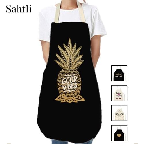 Eyelashes printed kitchen aprons for adult kid Cotton Linen Sleeveless Apron dress Home Cooking Baking Waist Bibs Pinafore