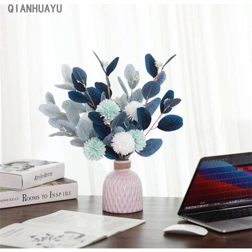 1Pc/50Cm Artificial Eucalyptus Leaf Plant Fake Dandelion For Room Home Decoration Christmas Vase Decor Wedding Party Accessories