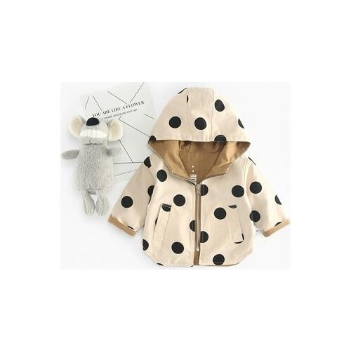 Girls Jacket and Coat Spring Hooded Windbreaker Jacket Polka Dot 2 Sides Wear Toddler Kids Jacket Outerwear Clothes For 9M-5T