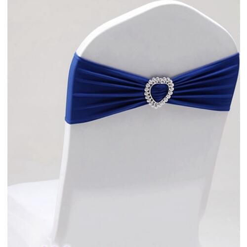 Lycra Leading Knot Chair Belt Royal Blue Spandex Belt With Heart Buckle Universal Lycra Chair Belt Wedding Decoration