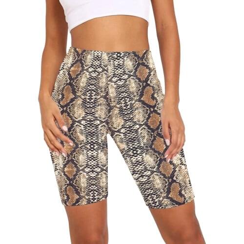 [You're My Secret] 3D Python Print Women Short Leggings Summer Sexy Skinny Knee-Length Pants Seamless Push Up Workout Leggins