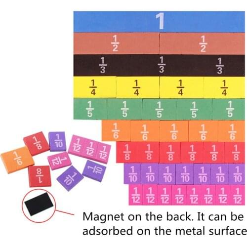 Magnetic Rainbow Fraction Tiles Math Toy Montessori Learning Educational Toys M3GE