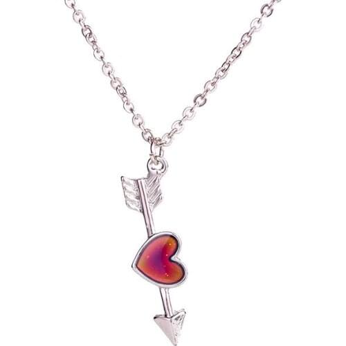 2020 Fashion Mood Cupids Arrow Pendant Necklace Temperature Control Color Change Love Necklace Women Jewelry Girls Gift