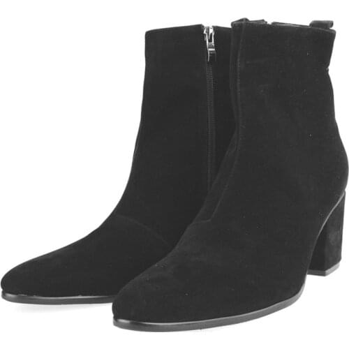 2020 Men Genuine Leather Boots Designer Pointed Toe Suede Boots Glitter High Heels Boots Men Ankle Zipper Boots Chelsea Boots