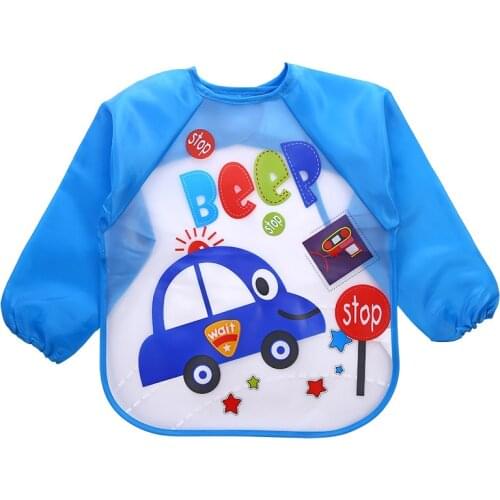 Baby Boy Bibs Waterproof Long Sleeve Mickey Minnie Girl Bibs Kids Burp Cloth Feeding Bib with Pocket Child Apron Smock