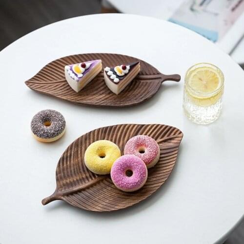 Nordic Leaf Tray Storage Dessert Wooden Organizer Plate Wood Decorative Trays Photography Accessories Home Small Stuff Support