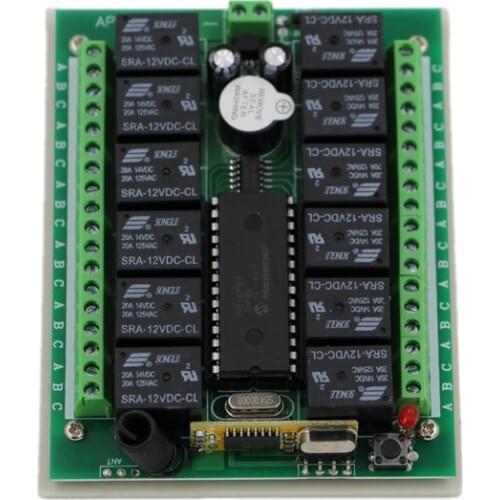 Smart Home DC 12/24V Wireless Remote Control Switch 12CH Relay Module Receiver Learning Code 315/433Mhz
