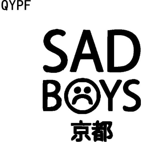 QYPF 11.3CM*13CM Personality Decoration Sad Boys Car Sticker Decal Black Silver Vinyl Accessories C15-2780