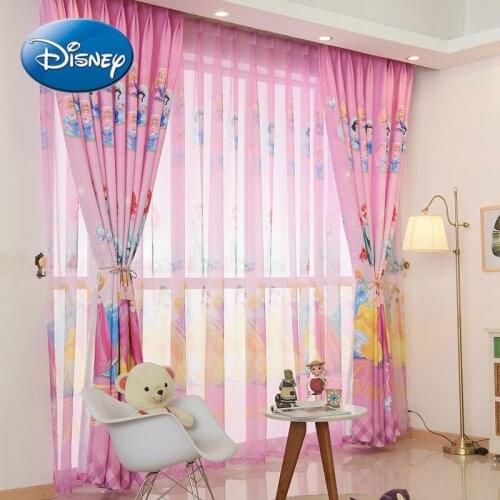 Disney Snow White Room Pink Cartoon Curtains Finished Children Through Room Curtains Girls Bedroom Blackout Curtains