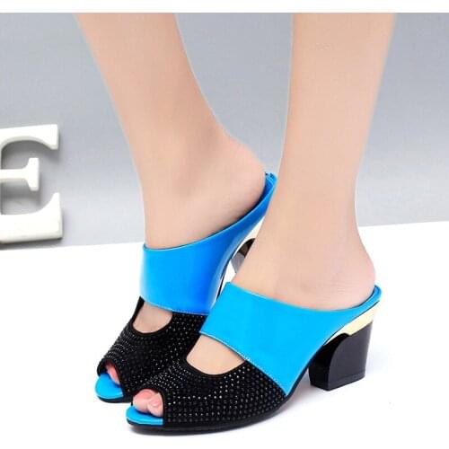 Fashion Women Summer Patent Leather Sandals Sexy Peep Toe Cut Out High Heels Flip Flops Female Party Shoes Woman
