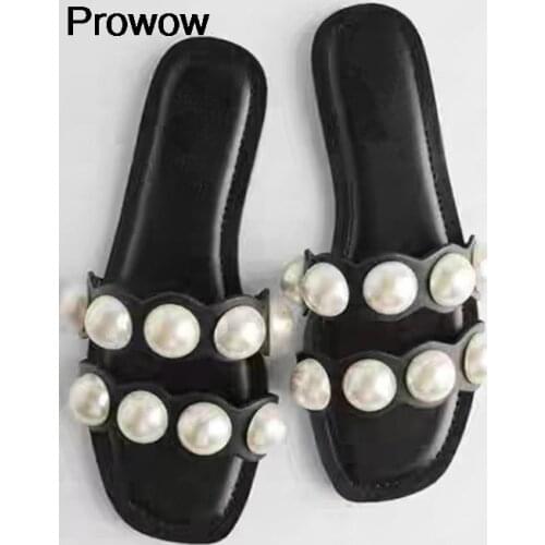 Summer Flat Womens Slippers Pearl Women Home Slipp Comfortable Womens Sandals Buckle Womens Beach Shoes Moccasin Femme
