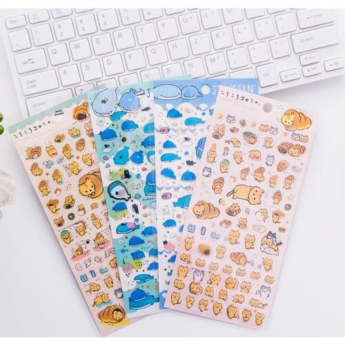 Cute Bread Cat Shark Whale PVC Stickers Adhesive Stickers DIY Decoration Stickers photo decorating sticker