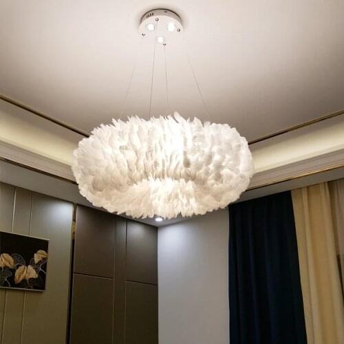 70cm Nordic feather lamp simple creative living room chandelier household feather chandelier