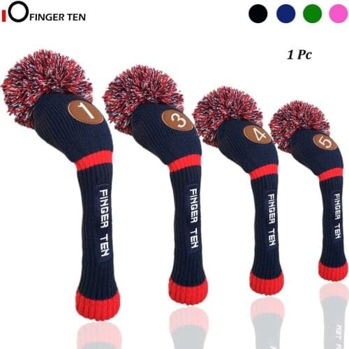 Pom Pom Knitted Golf Club Head Covers Woods Driver Fairway Hybrid Head Cover 1 3 4 5 for Men Women Kids
