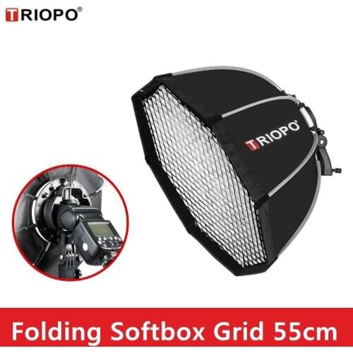Triopo KS55 55cm Speedlite Portable Octagon Umbrella Softbox with Honeycomb Grid Outdoor Flash Soft Box for Canon Nikon Godox