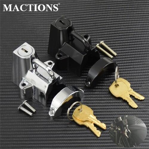 Universal Motorcycle Handlebar Helmet Lock With 2 Keys Black/Chrome Handle Bar Tube Key Lock For Harley 7/8" to 1-1/4" 25-32mm