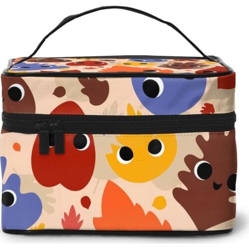 Womens Travel Organization Beauty Cosmetic Make up Storage Lady Wash Bags Cartoon Autumn Leaves Handbag Pouch