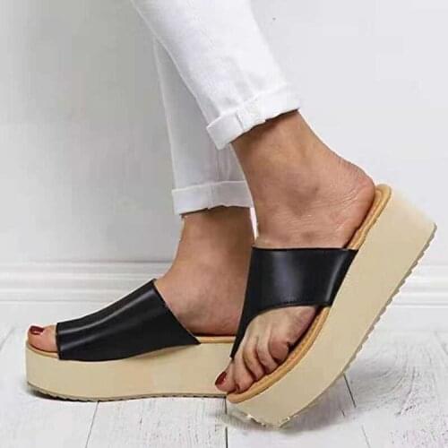 Summer New Style Slippers Women Large Size Set Toe Europe and America Slides Women British Sponge Cake Slope