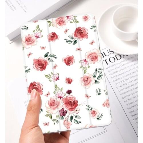 Ipad 2 3 4 White Leather PU Hard Back Case Big Flower Set Cover Protective For 2020 iPad Pro 11 12.9 10.5 7.9 inch Mini 1 2 3 5