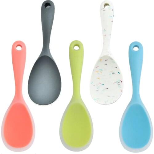 1Pcs Translucent Heat-resistant Silicone Non-stick Pan Cooking Tools Long Handle Kitchen Accessories Rice Spoon
