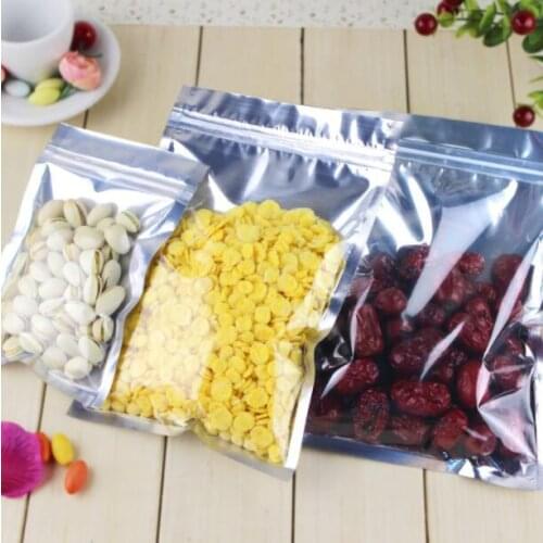 100 Pcs Clear Aluminum Foil Bag Self Seal Zipper Ziplock Packing Food Bag Retail Resealable Baking Packaging Bag Pouch