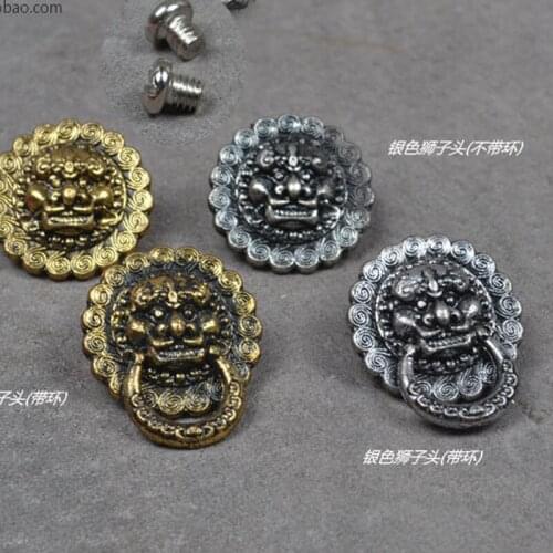 Classical Chinese Style decorative DIY lion head buckle screw back eyeglass holder fashion ornament badge brooch 3PCS LOT