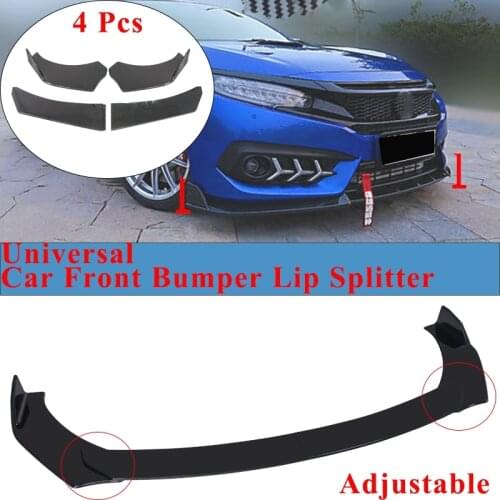 4 Pcs Front Bumper Lip Spoiler Splitter Gloss Black Carbon Fiber Universal For Volkswagen Golf MK6/7/7.5 For Benz/Honda/Toyota