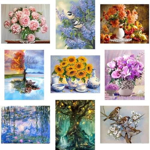 5D Full Diamond Embroidery Home Decor Stickers flower DIY Diamond painting kits mosaic cross stitch new year gift