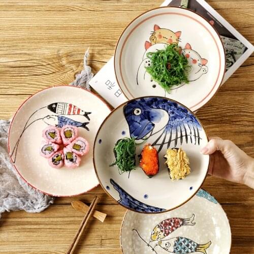 8 Inch Ceramic Underglaze Deep Plate Combination Household Vegetable Plate Rice Plate Western Pasta Plate Breakfast Plate
