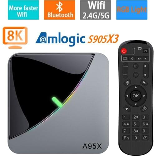 A95X Air RGB Light Android 9.0 TV BOX 8K 4K Youtube Amlogic S905X3 wifi 2GB 4GB 16GB 32GB 64GB Very Fast Set Top TV Box