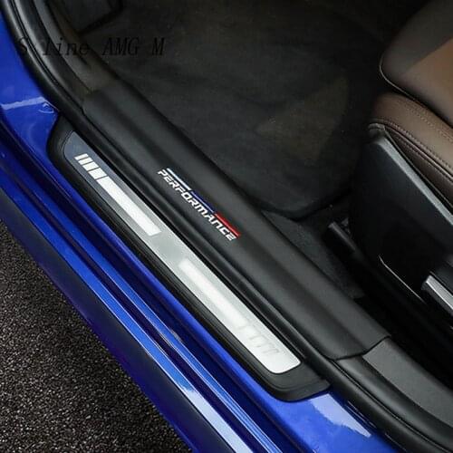 Car Styling Interior door sills scuff plates guard threshold plate leather welcome pedal Cover sticker Trim For BMW 3 Series G28