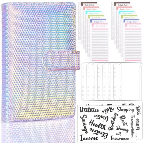 A6 Colorful 6 Ring Notebook Set with Zippe Pockets Sticker Loose Leaf Inner Page Paper Planner Binder Cover Notepad Stationery