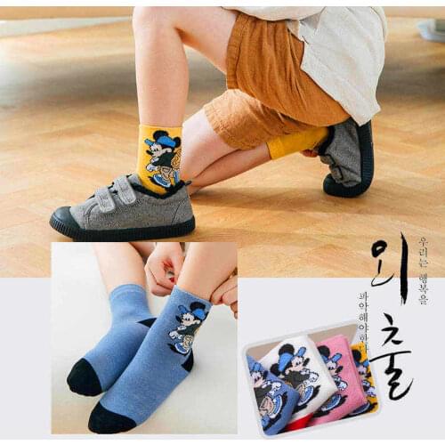 Disney Big, Middle and Small Children Cartoon Minnie Mickey Cotton Socks Sports Fashion Cartoon Boys Girls Fashion Socks