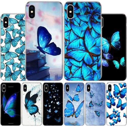 Blue Butterfly Beautiful Wing Cover Phone Case For Apple iphone 11 12 Pro XR X XS Max 7 8 6 6S Plus + 7G 6G 5 SE 2020 Coque Popu