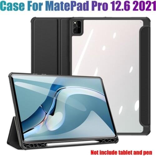 Case For Huawei Matepad Pro 12.6Inch 2021 PU+Transparent PC Flip Case Tablet Stand PU Leather Case